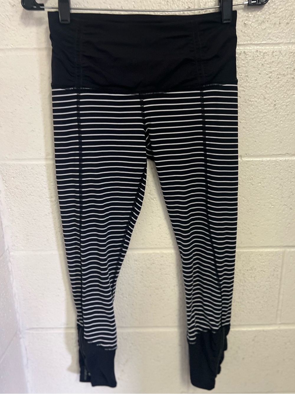 lululemon athletica Black & White Striped High-Waist Leggings
